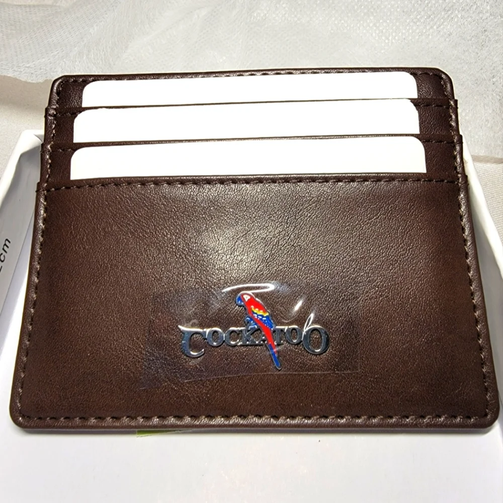 Cockatoo Leather Card Holder RFID Brown - NIB